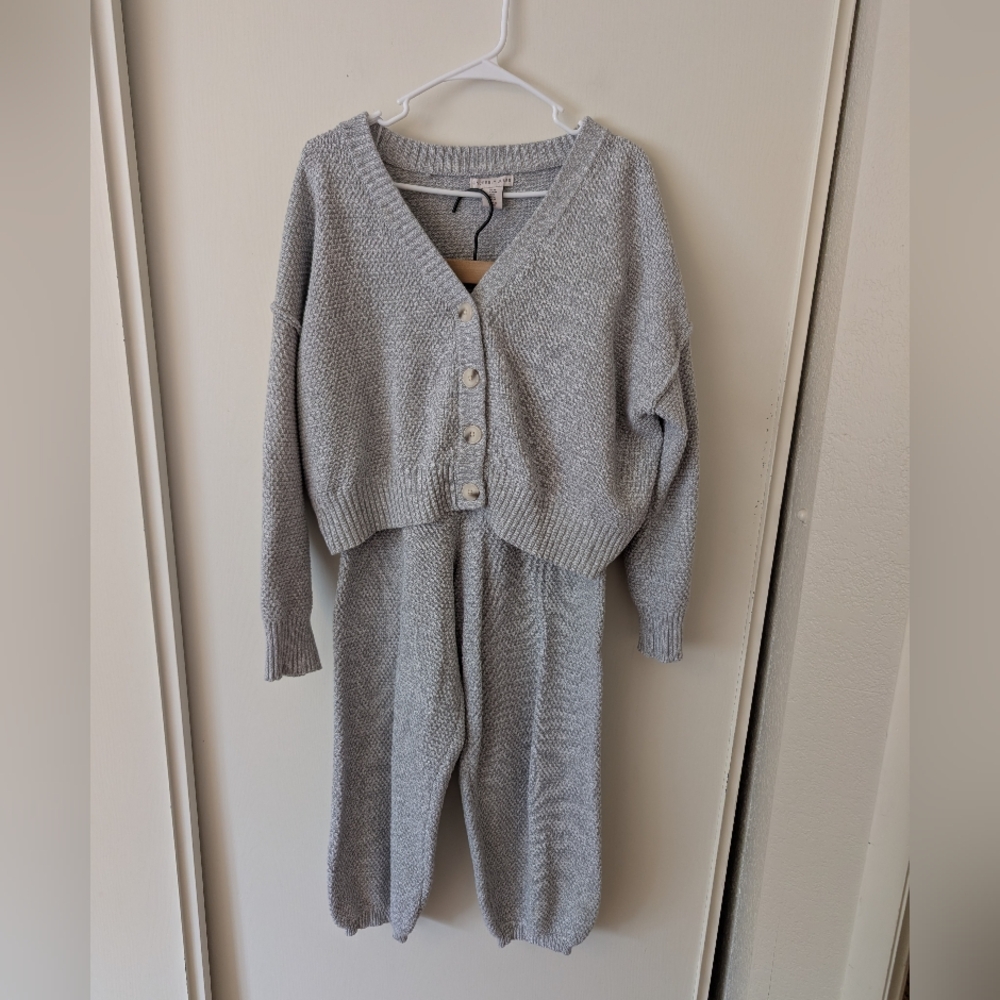 Sincerely Jules Light Gray Knit Cardigan and Pants Set